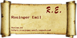 Rosinger Emil névjegykártya
